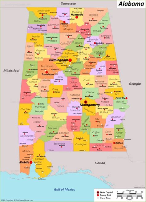 alabama map with towns.